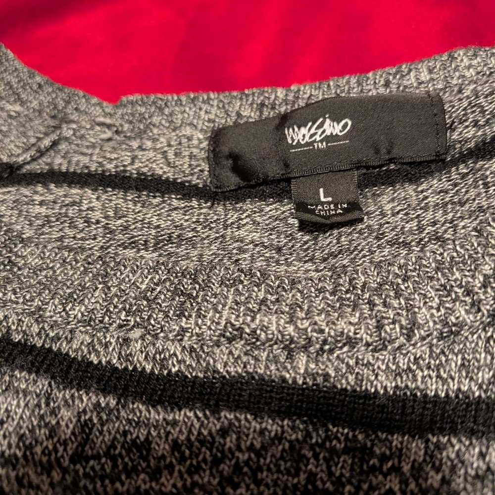 Moschino Gray and Black Striped Crew Neck Sweater - Picture 2 of 3